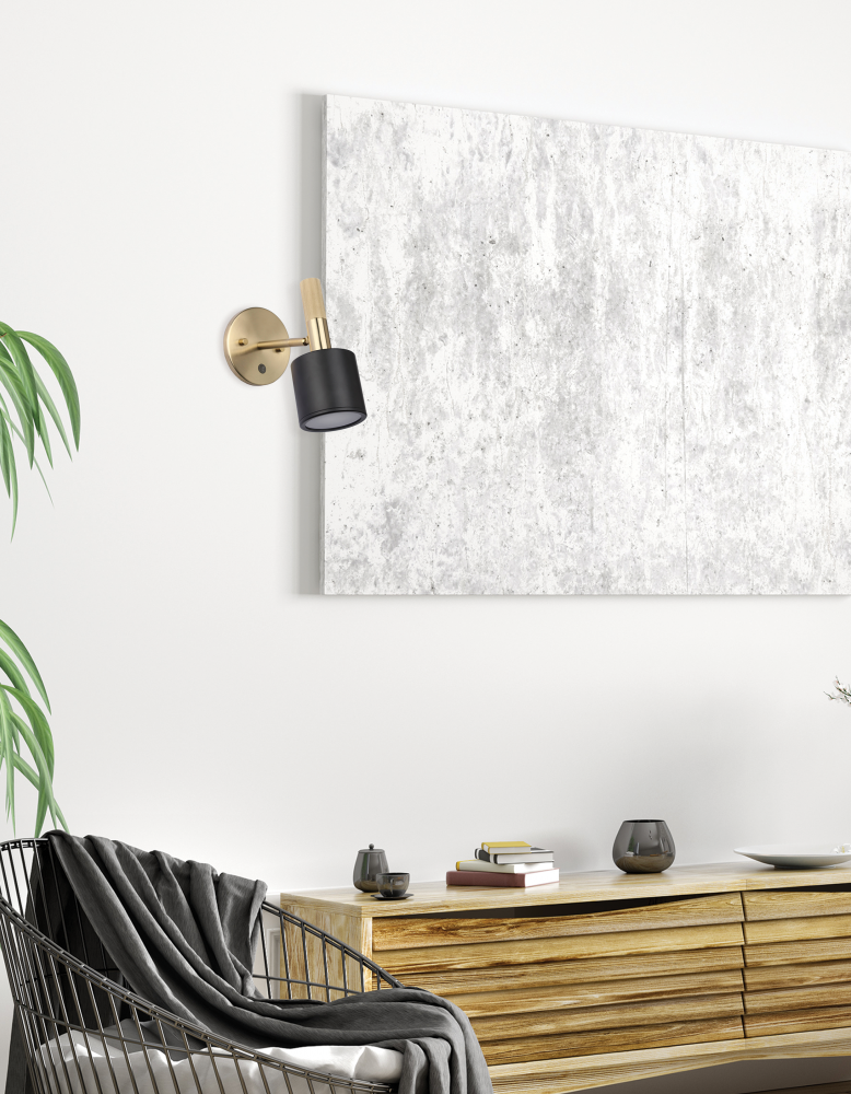 1 Light Wall Satin Chrome Matte Black & Aged Brass with Frosted Diffuser