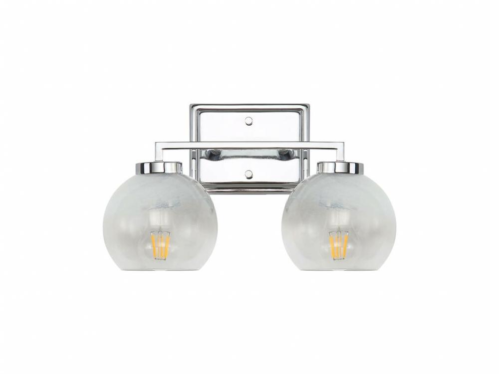 Elliott 2-Light Vanity Light in Chrome with Alabaster Shade
