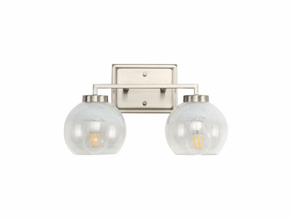 Elliott 2-Light Vanity Light in Pewter with Alabaster Shade