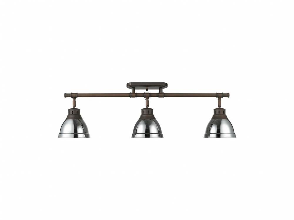 Duncan 3-Light Semi-Flush - Track Light in Rubbed Bronze with Chrome