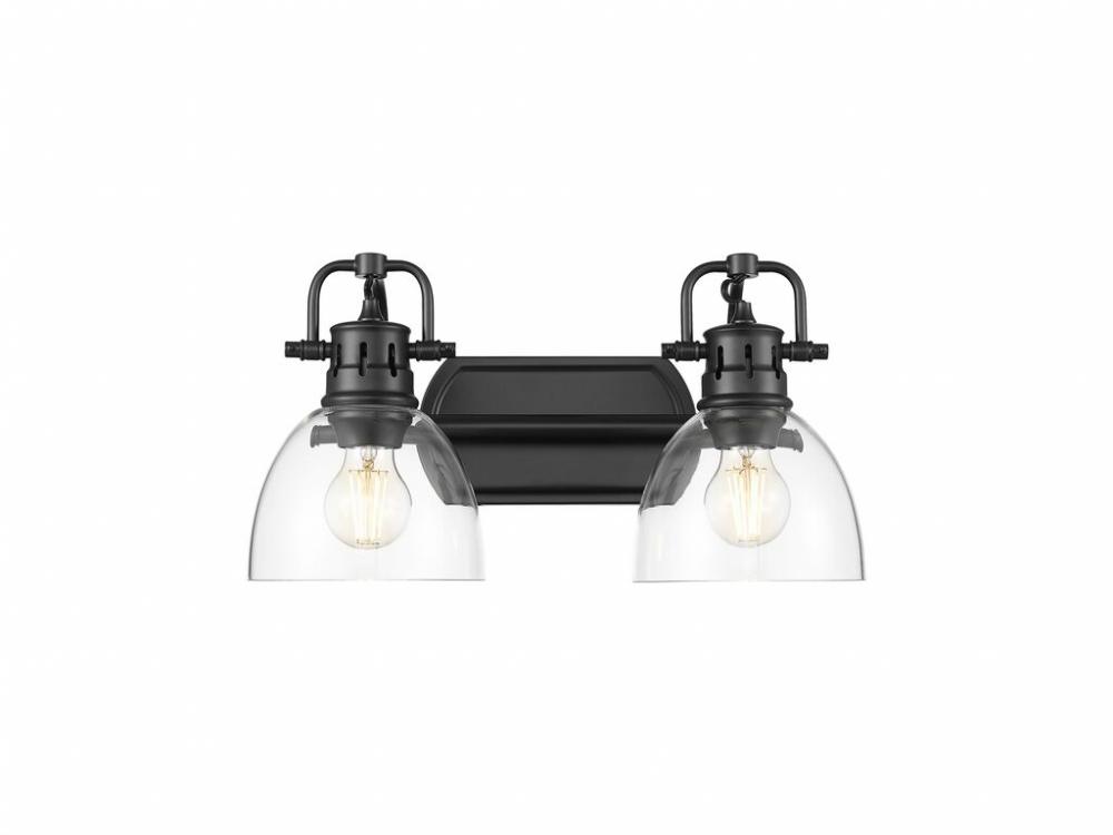 Duncan 2-Light Bath Vanity in Matte Black with Clear Glass