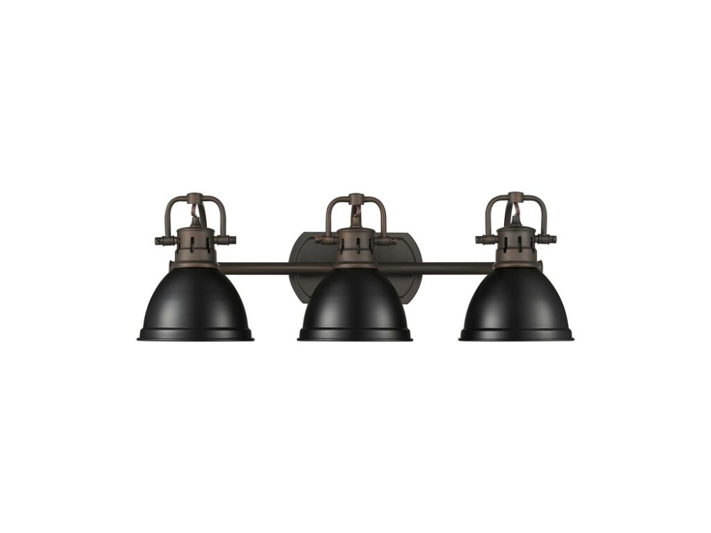 Duncan 3-Light Bath Vanity in Rubbed Bronze with Matte Black