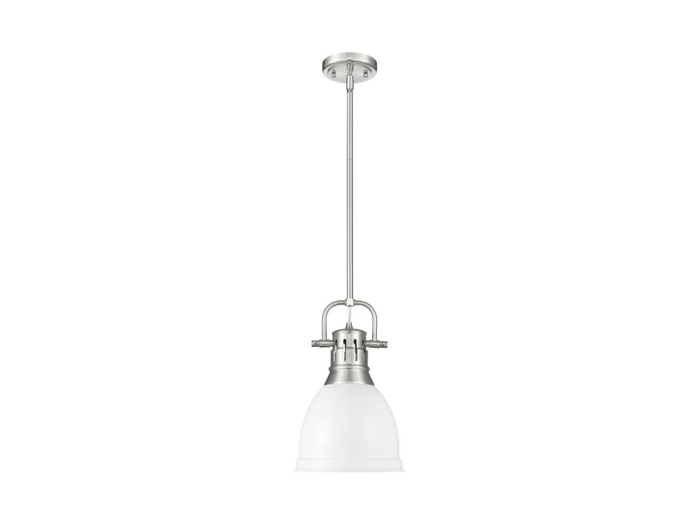 Duncan Small Pendant with Rod in Pewter with Matte White