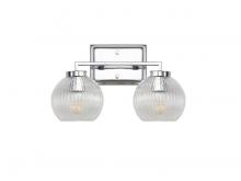 Golden Canada 3094-BA2 CH-RIB - Elliott 2-Light Vanity Light in Chrome with Ribbed Clear Shade