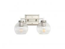 Golden Canada 3094-BA2 PW-RIB - Elliott 2-Light Vanity Light in Pewter with Ribbed Clear Shade