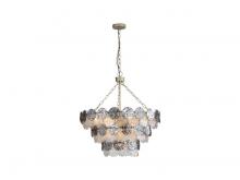 Golden Canada 6007-27 AGS-SPG - Cascada 3 Tier - 11 Light Pendant in Aegean Silver with Smoke Plated Glass Shade