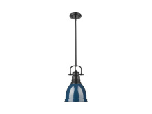 Golden Canada 3604-S BLK-NVY - Duncan Small Pendant with Rod in Matte Black with Matte Navy