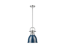 Golden Canada 3604-S CH-NVY - Duncan Small Pendant with Rod in Chrome with Matte Navy