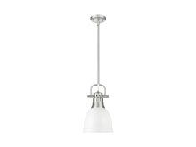 Golden Canada 3604-S PW-WHT - Duncan Small Pendant with Rod in Pewter with Matte White