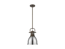 Golden Canada 3604-S RBZ-CH - Duncan Small Pendant with Rod in Rubbed Bronze with Chrome