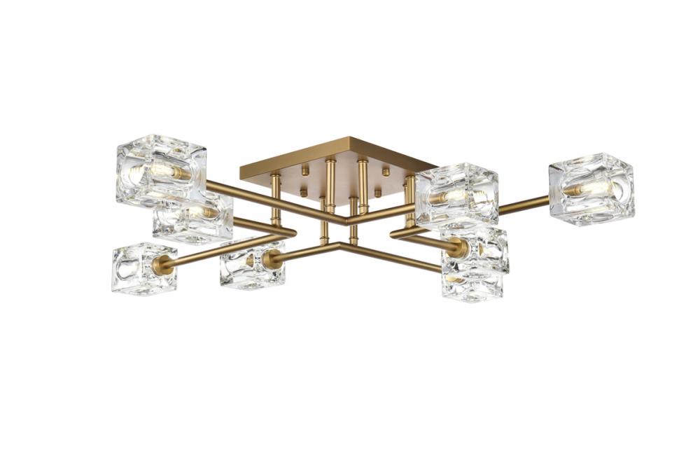 Lyra Flush Mount L31.5" W31.5" H5" L8 Satin Gold