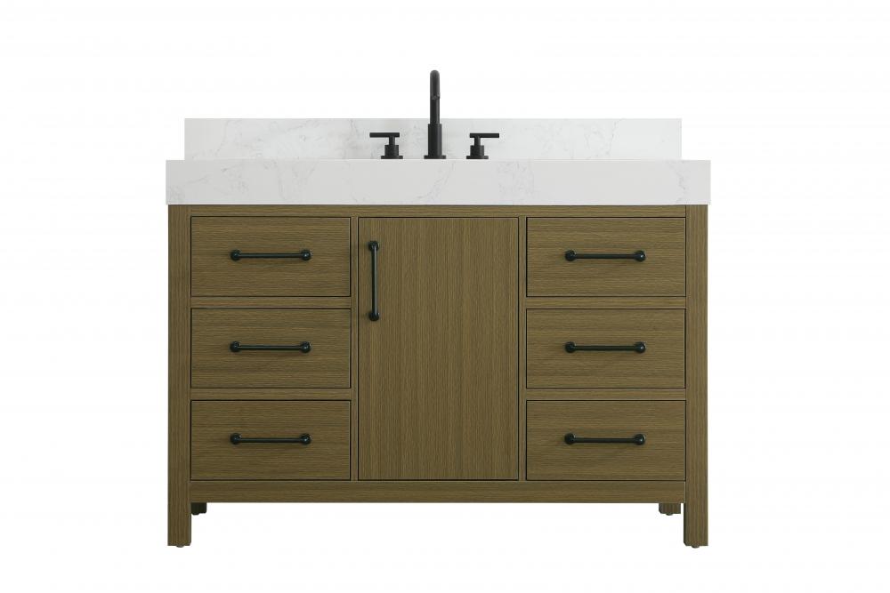 Vanity Cabinet 1DR 6DW 48"W x 22"D x 34"H Chestnut Brownw/BS