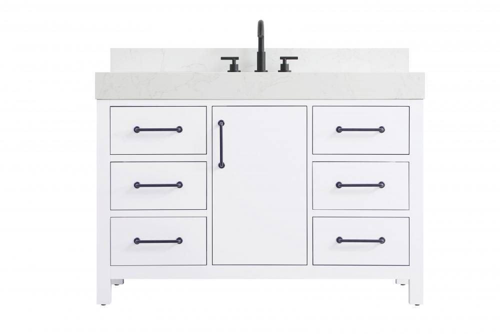 Vanity Cabinet 1DR 6DW 48"W x 22"D x 34"H Whitew/BS