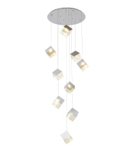 Bethel International Canada GL446C27CH - 9-Light Chrome Cubed Chandelier With A Clear Distorted Glass Shades