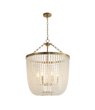 Bethel International Canada LA61C24G - 6-Light Gold Chandelier With Clear Beaded hanging Glass
