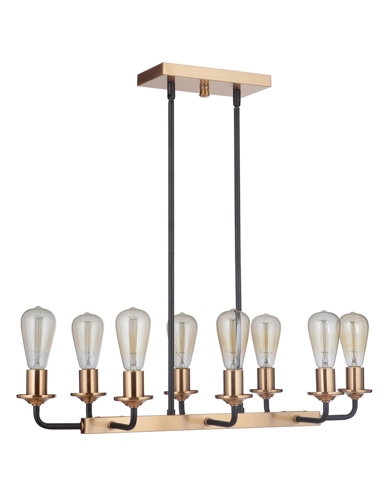 Randolph 8 Light Island in Flat Black/Satin Brass