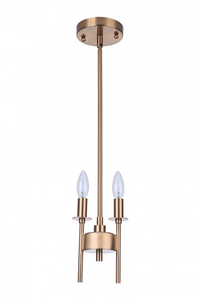 Larrson 2 Light Mini Pendant in Satin Brass