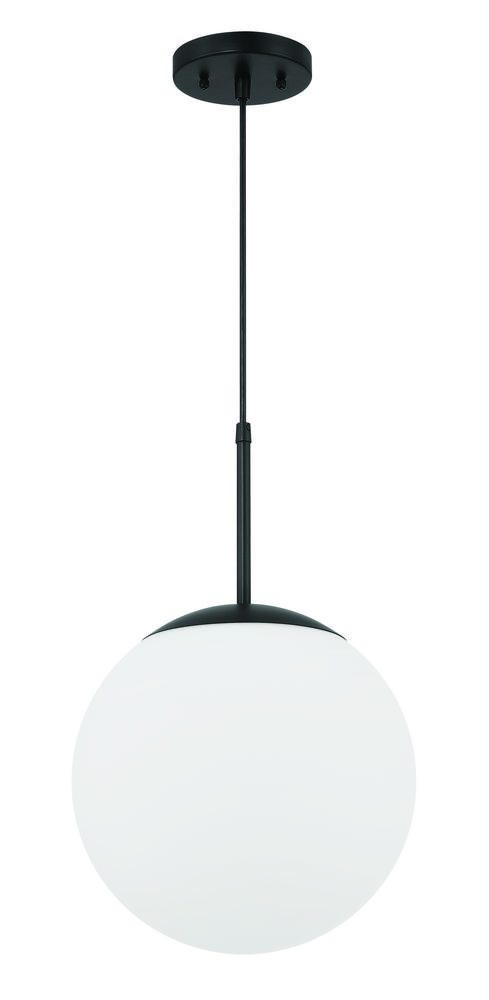 1 Light Medium Pendant with White Glass