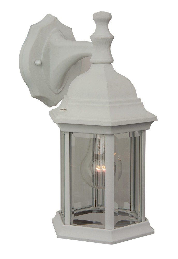 Hex Style Cast 1 Light Medium Outdoor Wall Lantern in Textured White